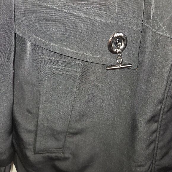 Fleet street womens black hooded rain coat soft shell jacket Coat size PM Petite - Picture 4 of 14